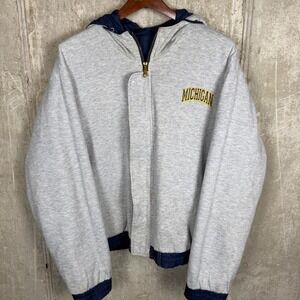 Vintage Michigan Wolverines Reversible Hooded Jacket Mens Large Game Brazos 90s